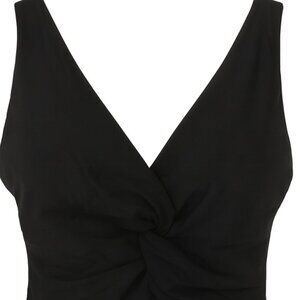 Trendy Black Twist-Front Sleeveless Crop Top – Size M